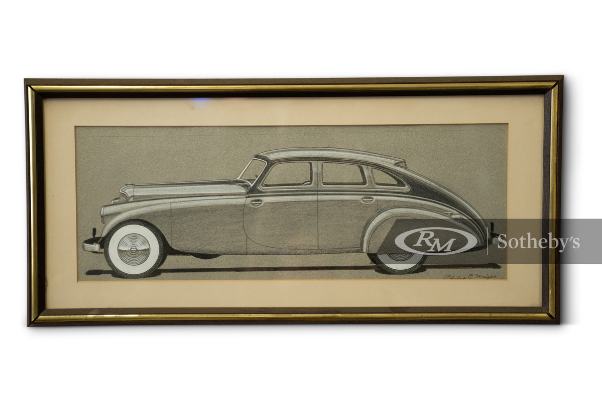 RM Sotheby's The Mitosinka Collection 2020, Original Silver Arrow Drawing by Car Designer Philip O. Wright